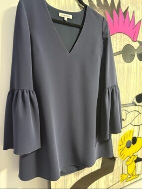 Elizabeth and James Navy V-Neck Bell Sleeve dress.